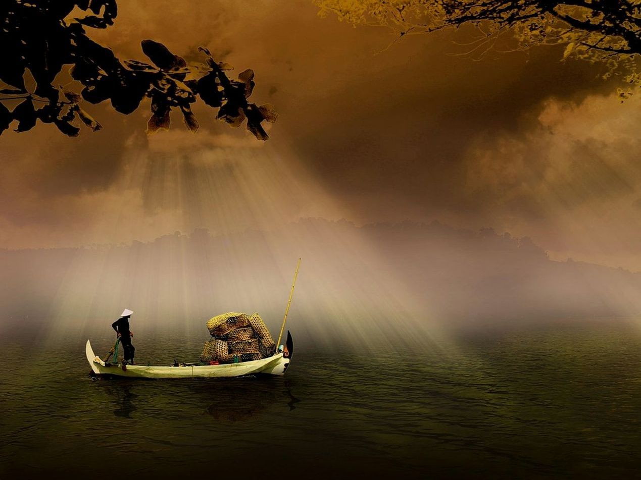 The same fishing spot across four seasons
